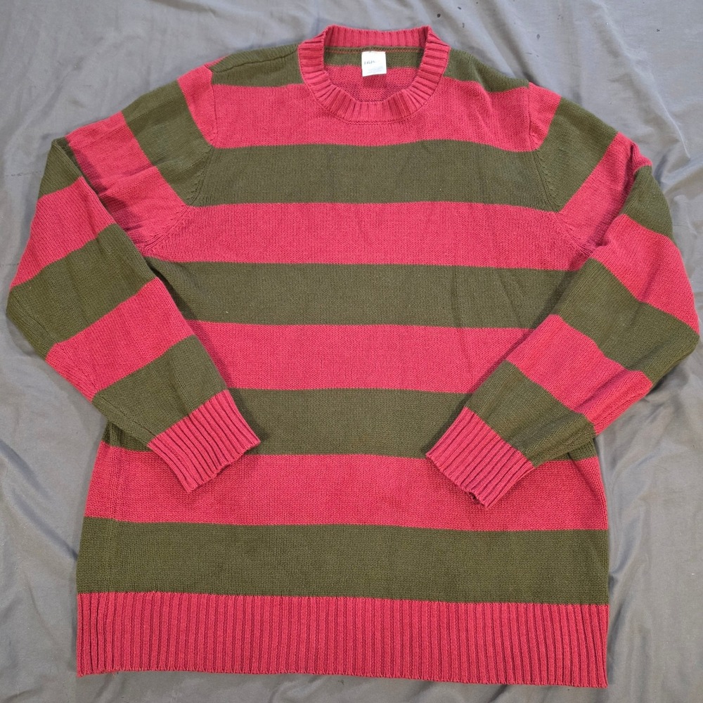 A Nightmare on Elm Street Freddy Krueger Striped Sweater Red Green Mens Medium